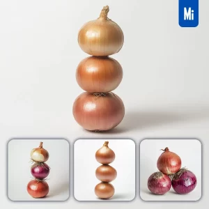 Midjourney Prompt Onion Connected Vegetables Stack Photography