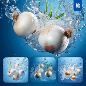 Midjourney Prompt Onion Underwater Splash Water Spray Photography