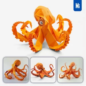 Midjourney Prompt Orange Octopus Paper Folding Origami Art