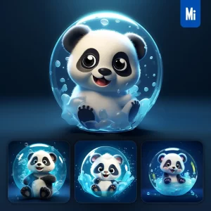 Midjourney Prompt Panda Bubble Water Underwater Cute Cartoon 3D