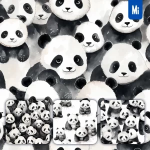 Midjourney Prompt Panda Cute Painting Watercolor Ink Drawing Pattern