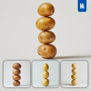 Midjourney Prompt Potato Connected Vegetables Stack Photography