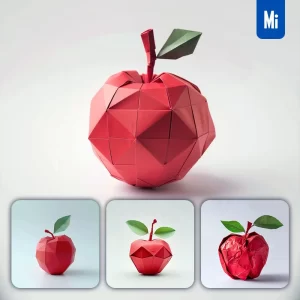 Midjourney Prompt Red Apple Paper Folding Origami Art
