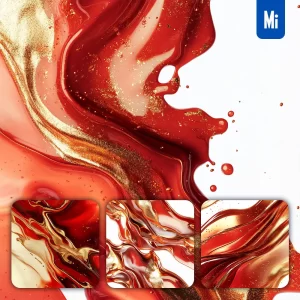 Midjourney Prompt Red Golden Paste Water Painting Wallpaper Abstract Liquid Photography