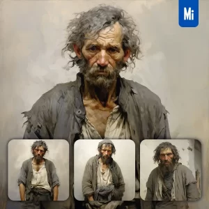 Midjourney Prompt Serf Poor Renaissance Medieval Primitive Portrait Oil Painting