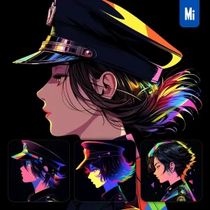 Midjourney Prompt Side Police Officer Woman Policewoman Cartoon Japanese Animation Portrait Vector Illustration Art Colorful