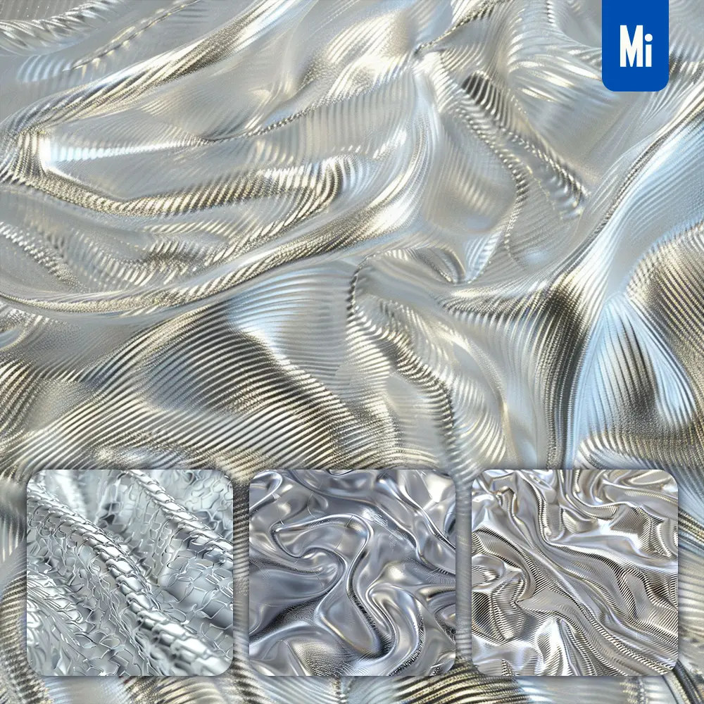 Midjourney Prompt Silver Wire Fabric Material Background