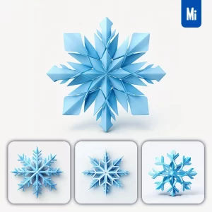 Midjourney Prompt Snow Snowflake White Blue C4D 3D Icon Cartoon