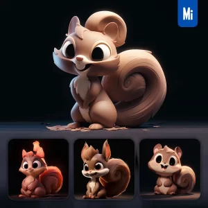 Midjourney Prompt Squirrel Cute 3D Cartoon IP Character C4D Animation