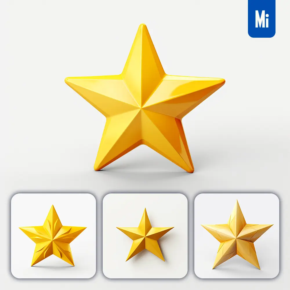 Midjourney Prompt Star Yellow White C4D 3D Icon Cartoon