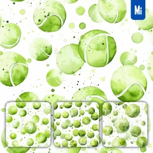 Midjourney Prompt Tennis Ball Cute Painting Watercolor Ink Drawing Pattern