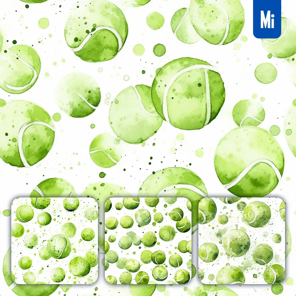 Midjourney Prompt Tennis Ball Cute Painting Watercolor Ink Drawing Pattern