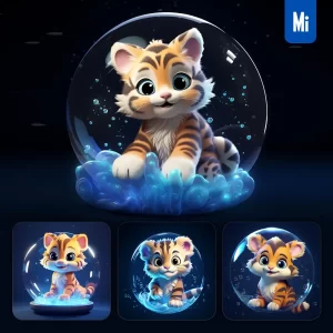 Midjourney Prompt Tiger Bubble Water Underwater Cute Cartoon 3D