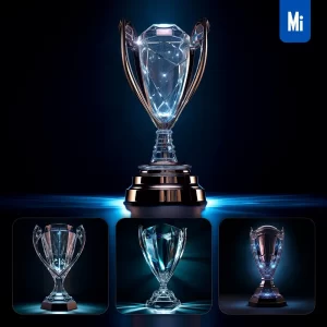Midjourney Prompt Trophy Cup Glass Crystal 3D Transparent
