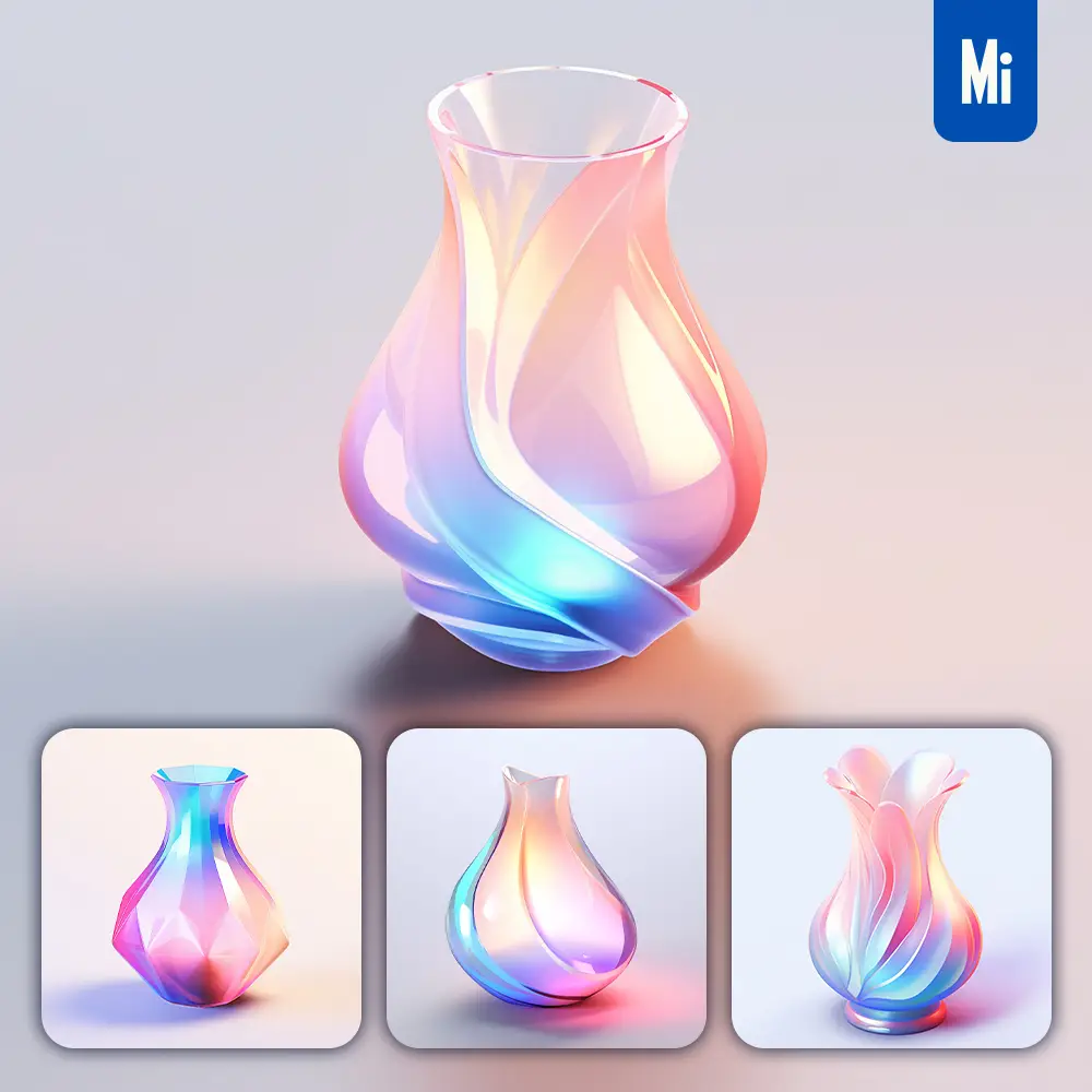Midjourney Prompt Vase Icon UI Design C4D Glass 3D Model
