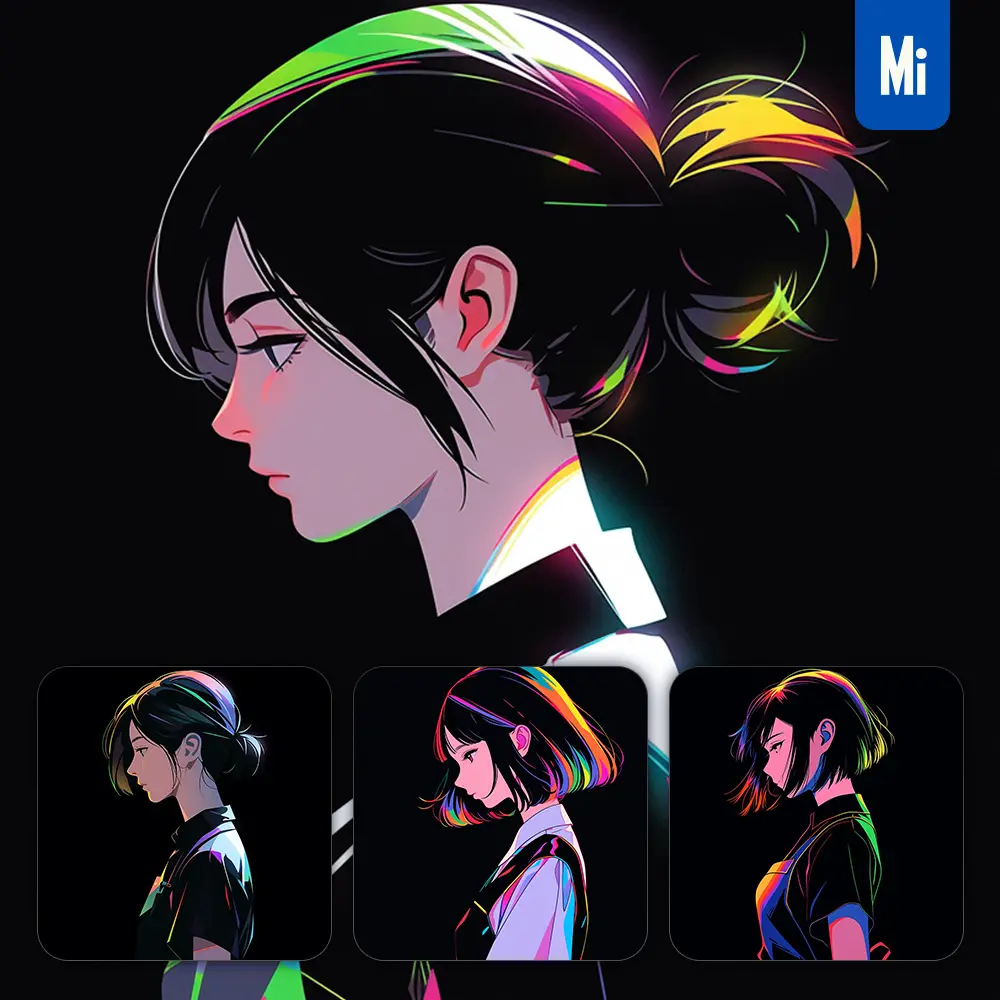 Midjourney Prompt Waitress Female Woman Side Cartoon Japanese Animation Portrait Vector Illustration Art Colorful