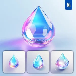Midjourney Prompt Water Drop Icon UI Design C4D Glass 3D Model