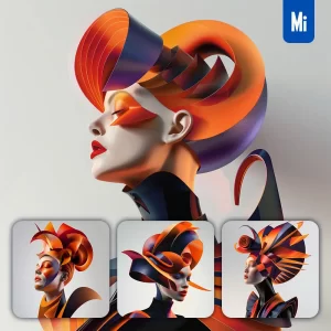 Midjourney Prompt Woman Lady Theater Exaggerated Styling Hair Style Design Fashion Bun Chignon Photography