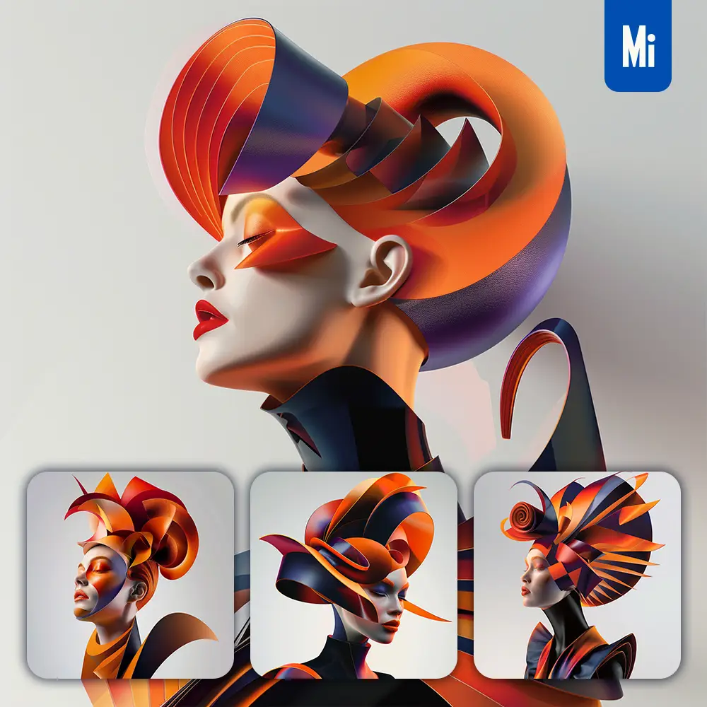 Midjourney Prompt Woman Lady Theater Exaggerated Styling Hair Style Design Fashion Bun Chignon Photography