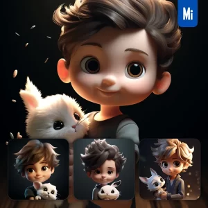 Midjourney Prompt Boy Bunny Kids Children 3D Lovely Cute Doll Blind Box
