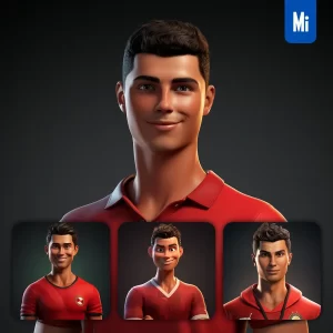 Midjourney Prompt Cristiano Ronaldo Cartoon Character 3D Cute Superstar Animation