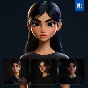 Midjourney Prompt Kylie Jenner Woman Girl Superstar Model Cartoon Character 3D Cute Animation