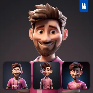 Midjourney Prompt Lionel Messi Cartoon Character 3D Cute Superstar Animation