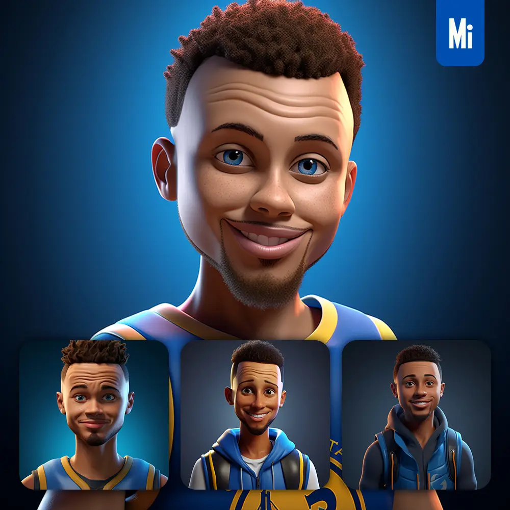 Midjourney Prompt Stephen Curry Cartoon Character 3D Cute Superstar Animation