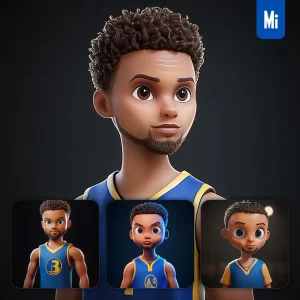 Midjourney Prompt Stephen Curry Superstar Model Cartoon Character 3D Cute Animation