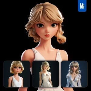 Midjourney Prompt Taylor Swift Superstar Model Cartoon Character 3D Cute Animation