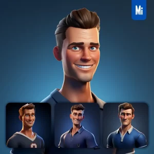 Midjourney Prompt Tom Brady Cartoon Character 3D Cute Superstar Animation