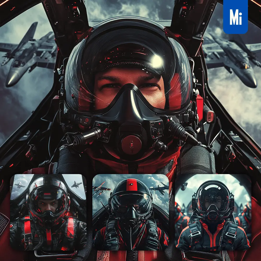 Midjourney Prompt Aviator Pilot Futuristic Helmet Cockpit Front Portrait Photography