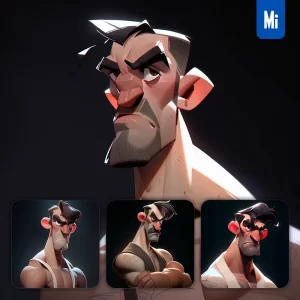 Midjourney Prompt Boxer Man Male Quirky Brooding Character Design Animation Cartoon