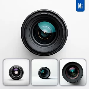 Midjourney Prompt Camera Lens Front Icon 3D Vector Illustration
