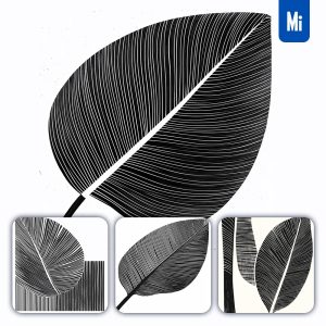 Midjourney Prompt Coconut Leaf Vector Woodcut Print Black and White Illustration Graphic Pattern