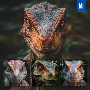 Midjourney Prompt Dinosaur Head Straight Face Detailed Close Up Photography