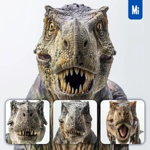 Midjourney Prompt Dinosaur Tyrannosaurus Head Face Front Photography