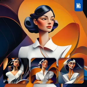 Midjourney Prompt Dress Front Lady Woman Female Abstract Character Design Animation Cartoon Portrait