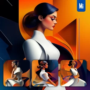 Midjourney Prompt Dress Side Lady Woman Female Abstract Character Design Animation Cartoon Portrait