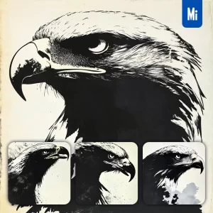 Midjourney Prompt Eagle Head Black and White Woodcut Print Woodblock