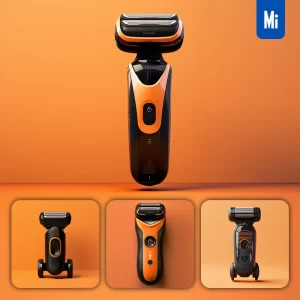 Midjourney Prompt Electric Razor Orange Retro Industrial Product Functional Design 3D Rendering Photography