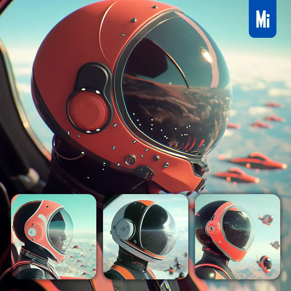 Midjourney Prompt Futuristic Aviator Pilot Helmet Cockpit Side Portrait Photography