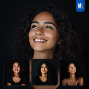 Midjourney Prompt Girl Woman Female Smiling Smile Looking Black Portrait Photography