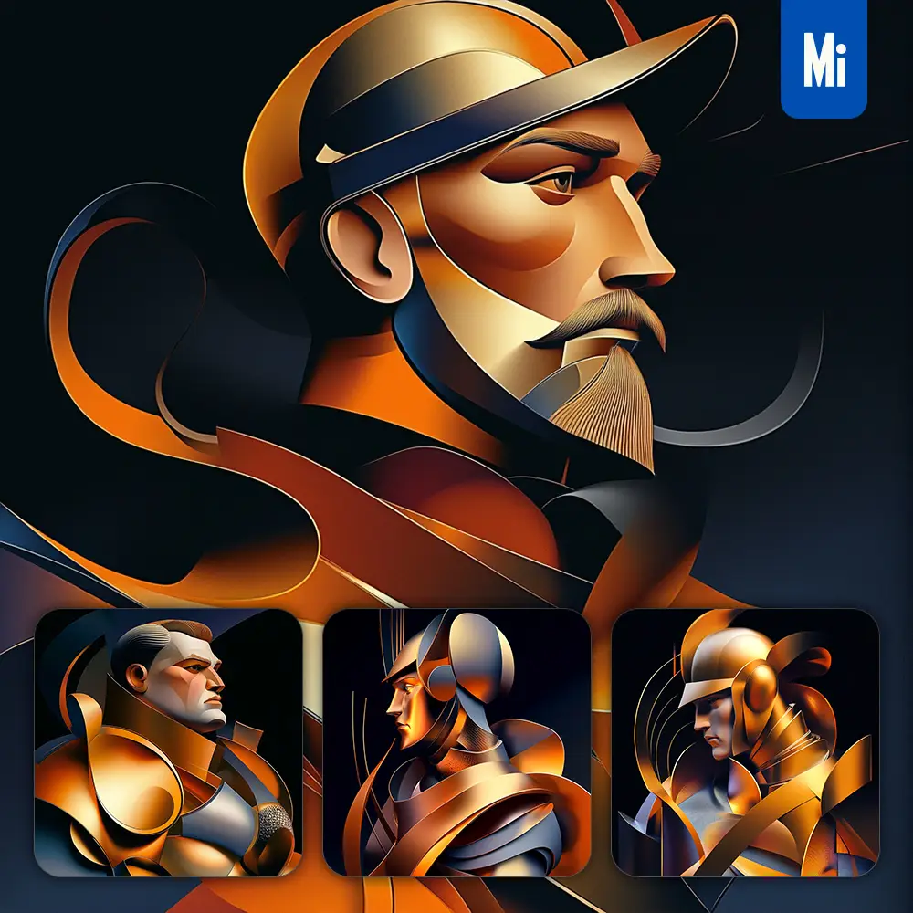 Midjourney Prompt Knight Gold Orange Armor Abstract Character Design Animation Cartoon