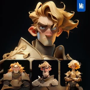Midjourney Prompt Knight Warrior General Quirky Brooding Character Design Animation Cartoon