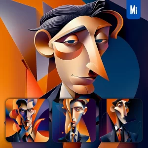 Midjourney Prompt Man Gentleman Male Lawyer Manager Suit Front Abstract Character Design Animation Cartoon