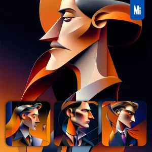Midjourney Prompt Man Gentleman Male Lawyer Manager Suit Side Abstract Character Design Animation Cartoon