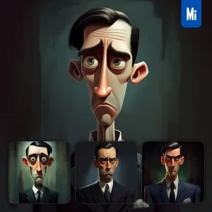 Midjourney Prompt Man Male Gentleman Lawyer Manager Suit Abstract Character Design Animation Cartoon Painting