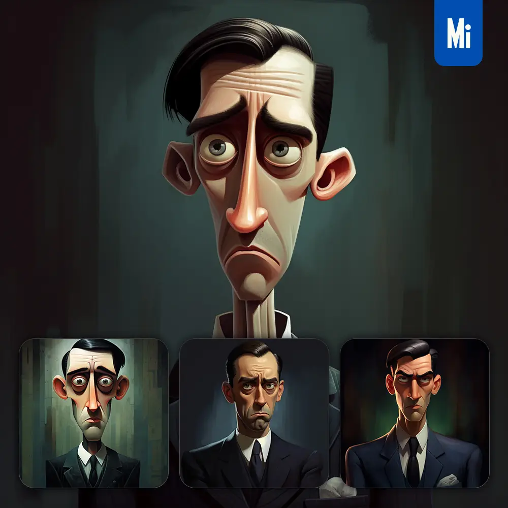 Midjourney Prompt Man Male Gentleman Lawyer Manager Suit Abstract Character Design Animation Cartoon Painting