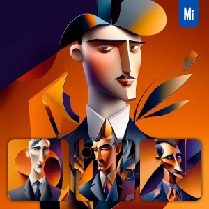 Midjourney Prompt Man Male Lawyer Manager Suit Front Abstract Character Design Animation Cartoon Portrait